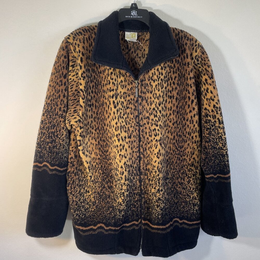 Cheetah Leopard Fur Coat Faux Fur Jacket Vintage Fleece